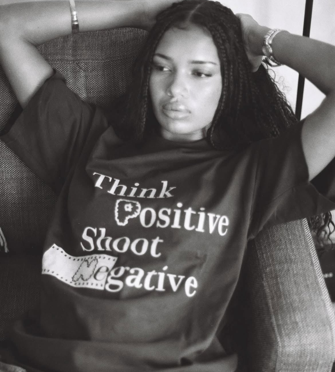 FilmNeverDie 'Think Positive, Shoot Negative' Tee - Black/White