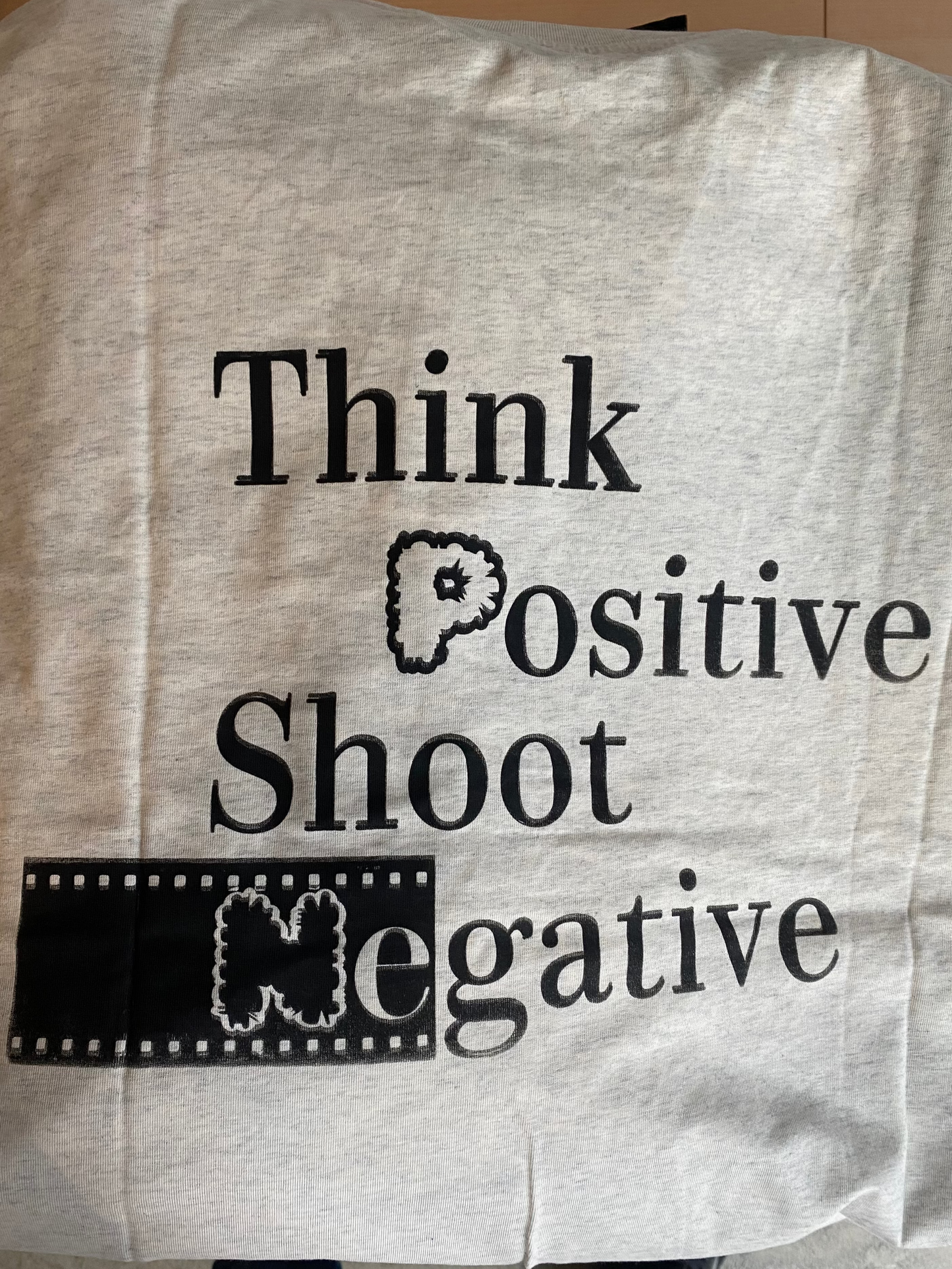 FilmNeverDie 'Think Positive, Shoot Negative' Tee - Light Grey/Black
