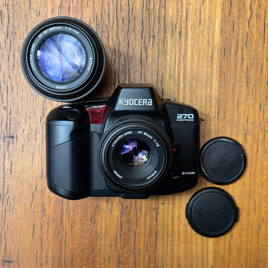 Kyocera 270 AF SLR Camera with 50mm f/1.8 + 80-200mm f/4-4.8