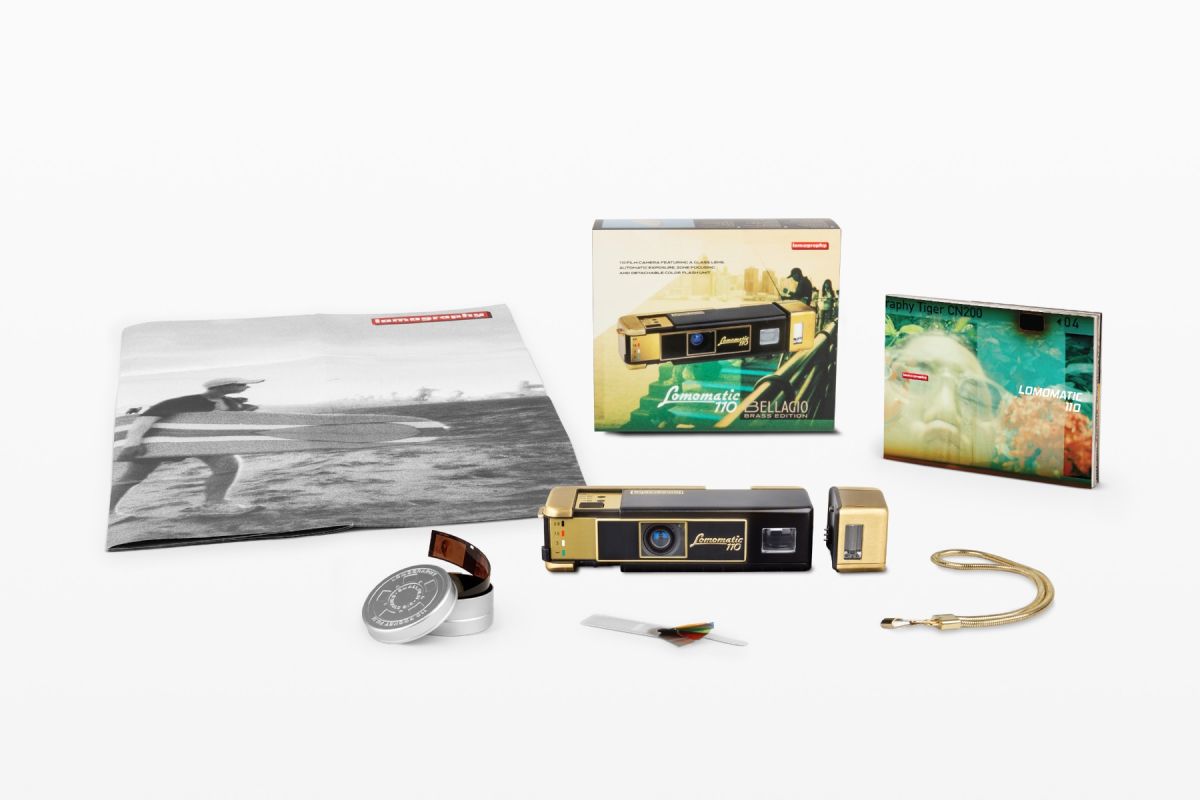 Lomomatic 110 Film Camera & Flash Bellagio – Brass Edition