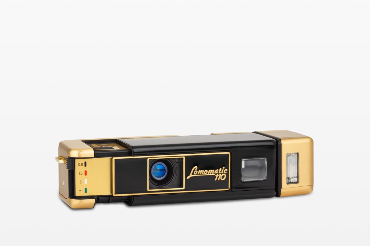 Lomomatic 110 Film Camera & Flash Bellagio – Brass Edition