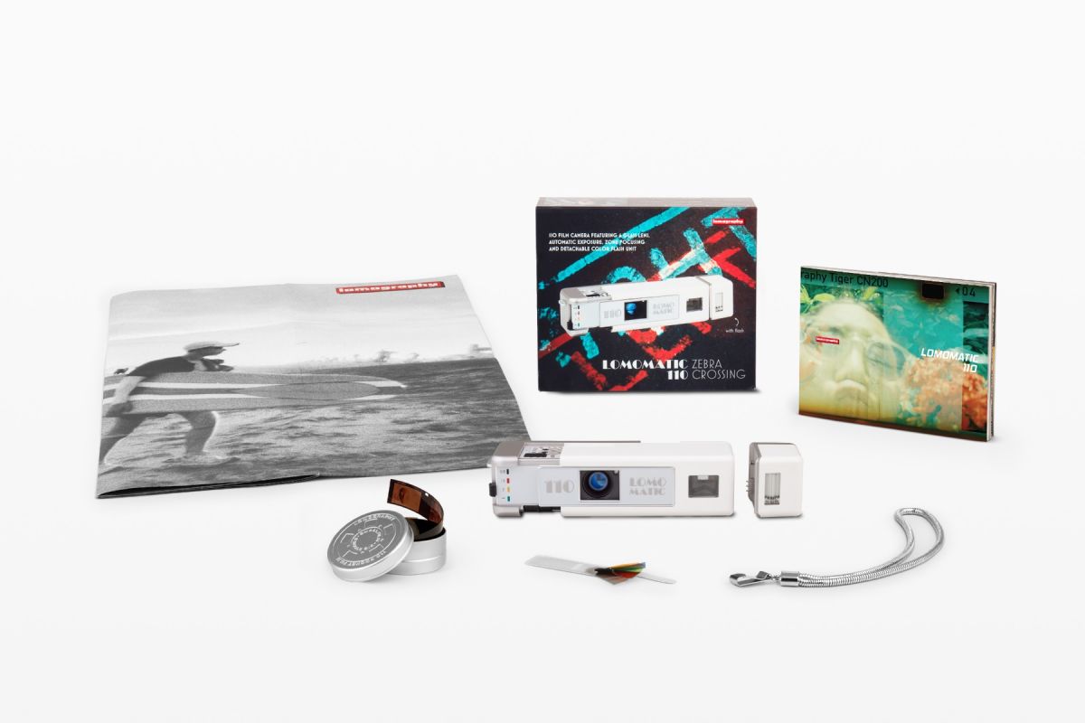 Lomomatic 110 Film Camera & Flash Zebra Crossing